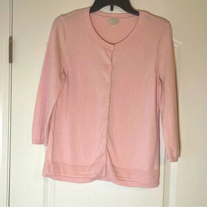 Talbots Light Pink Pastel 100% Cotton Cardigan - Size MP